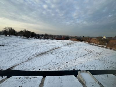 Wesleyanâs Andrus Field in the snow shows âdesire linesââthe road most traveled.