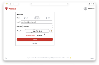 Wescam’s settings page
